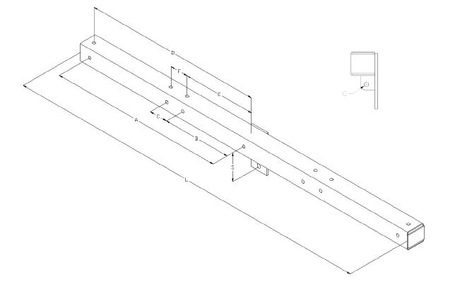 5 x 5 Tubular Steel Dead End Crossarm Dim Drawing Image 5 x 5 Tubular Steel Dead End Crossarm Dim Drawing Image